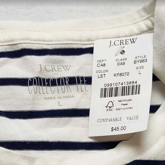 New women's J Crew Factory beaded sequin lobster striped Collector tee - Picture 4 of 9